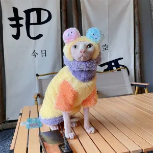 Soft Winter Sweater & Plush Loungewear for Cats | Warm Long-Sleeved Coat & Hat Suit for Sphynx and Devon Rex Kittens