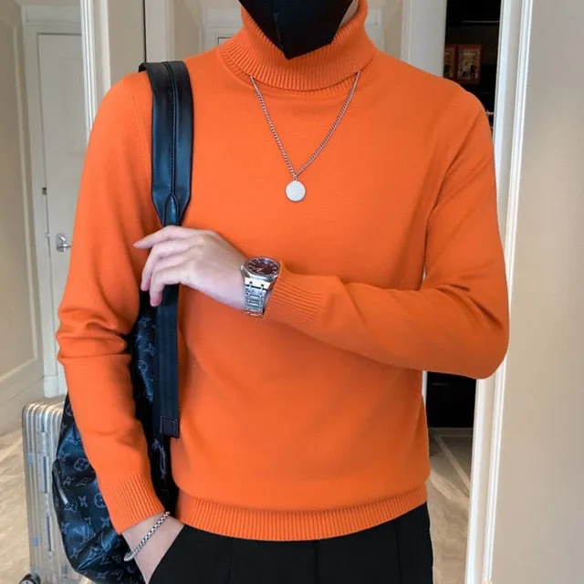 Turtleneck Solid Long Sleeved Sweater