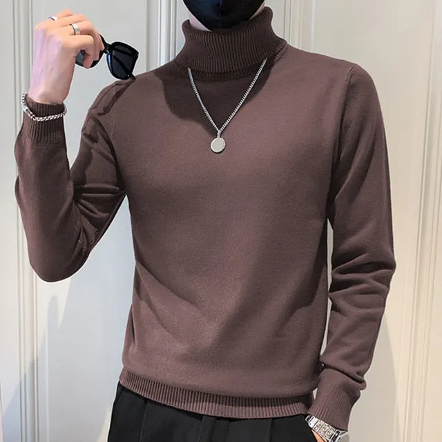 Turtleneck Solid Long Sleeved Sweater