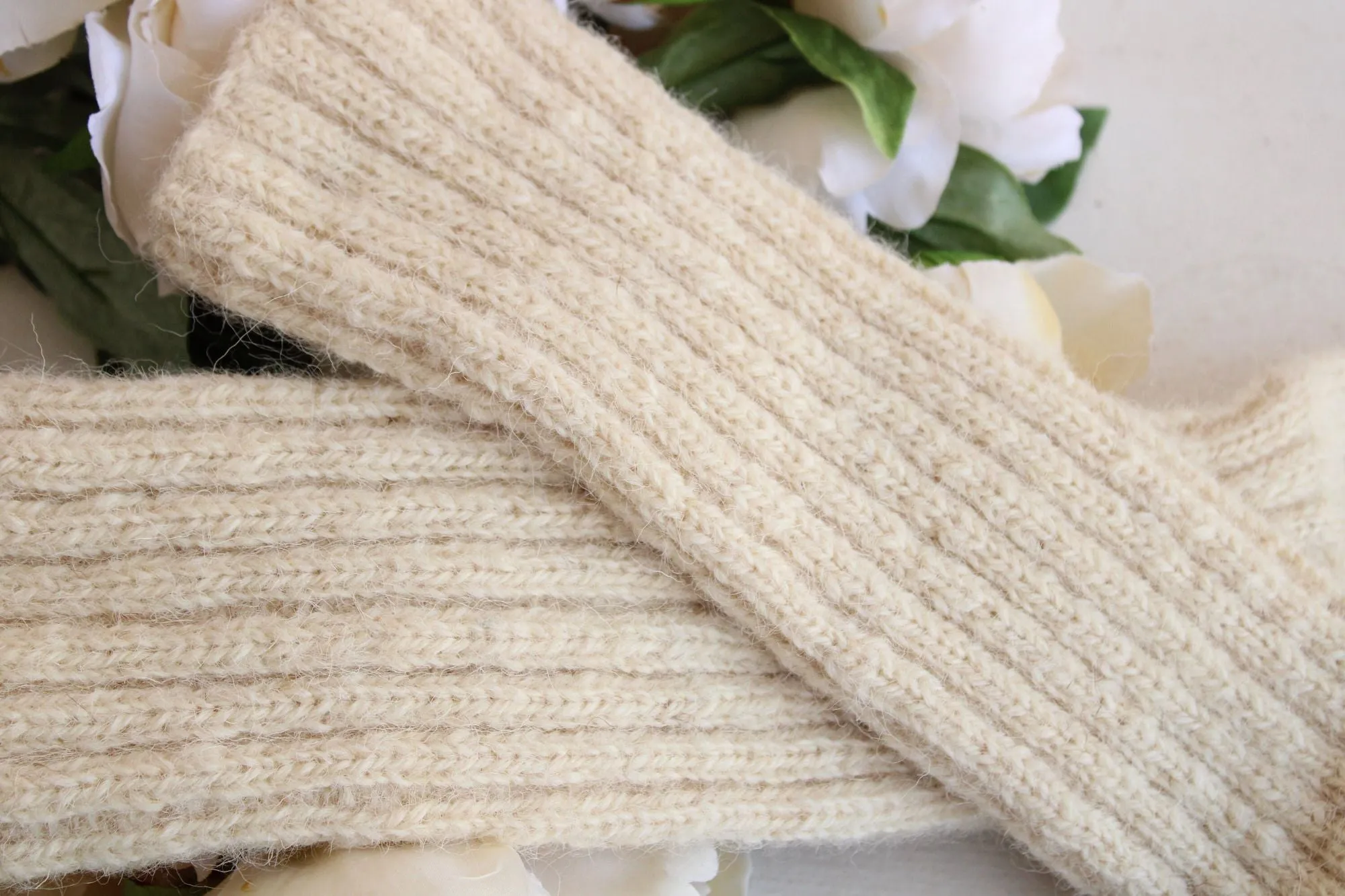 Vintage  Ivory Knit Wool Socks