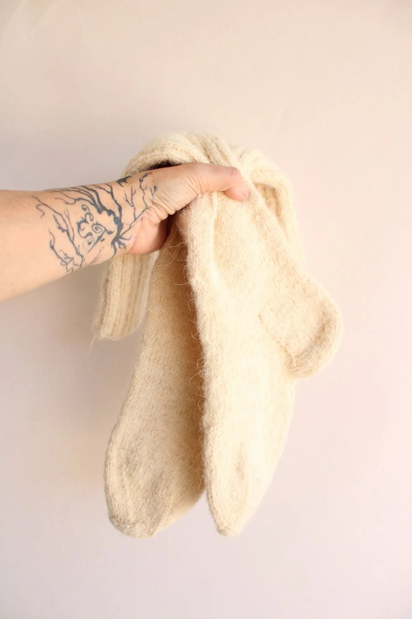 Vintage  Ivory Knit Wool Socks