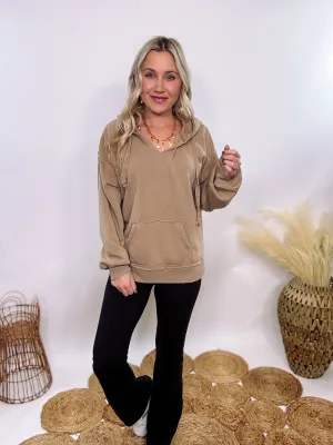 Vintage Washed Mocha Soft Brushed Hoodie