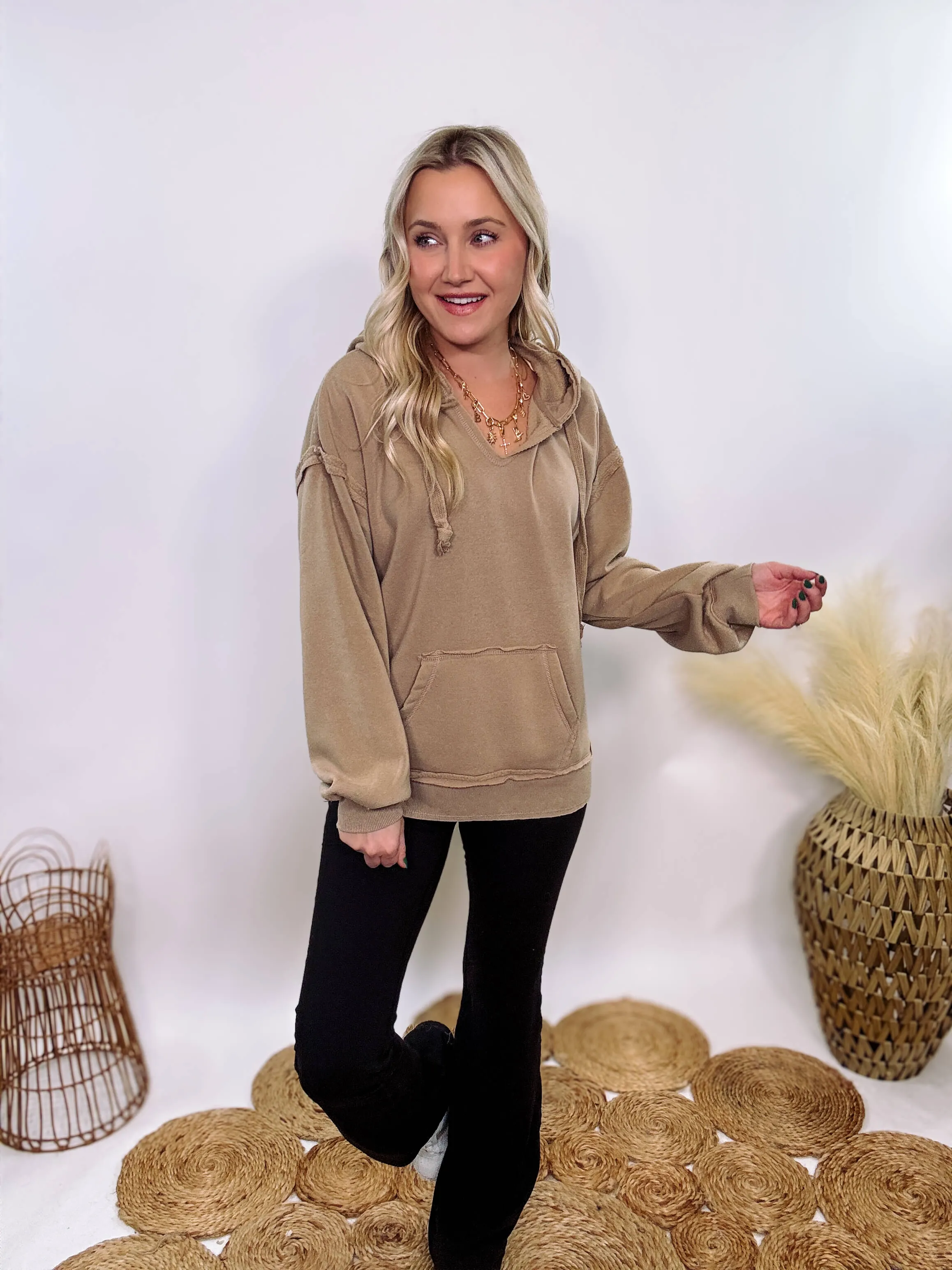 Vintage Washed Mocha Soft Brushed Hoodie