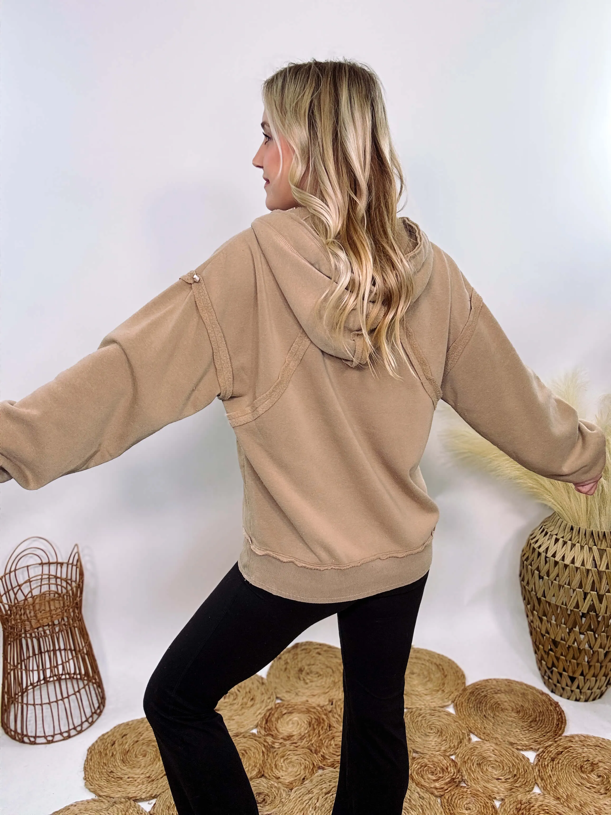 Vintage Washed Mocha Soft Brushed Hoodie