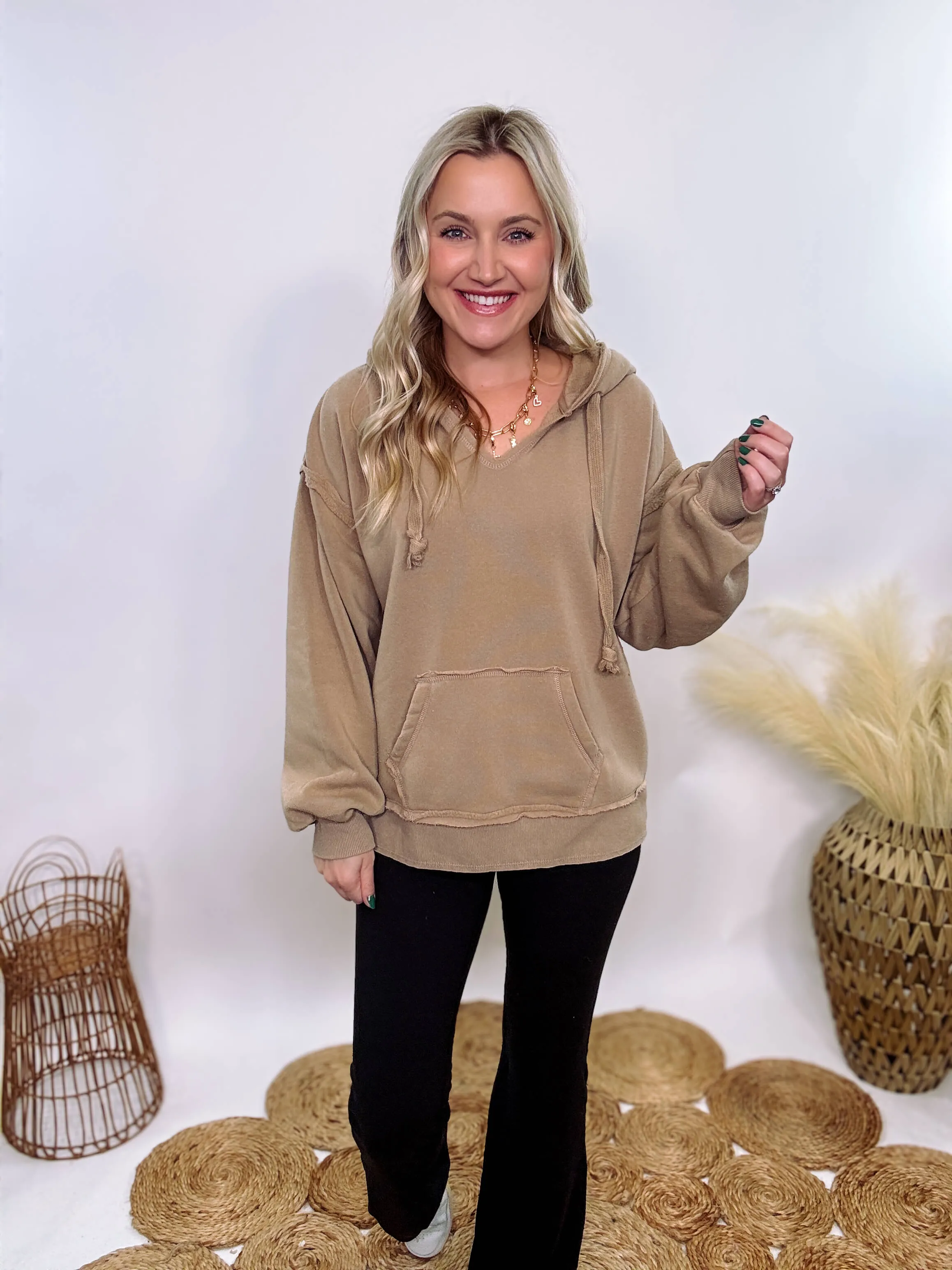 Vintage Washed Mocha Soft Brushed Hoodie