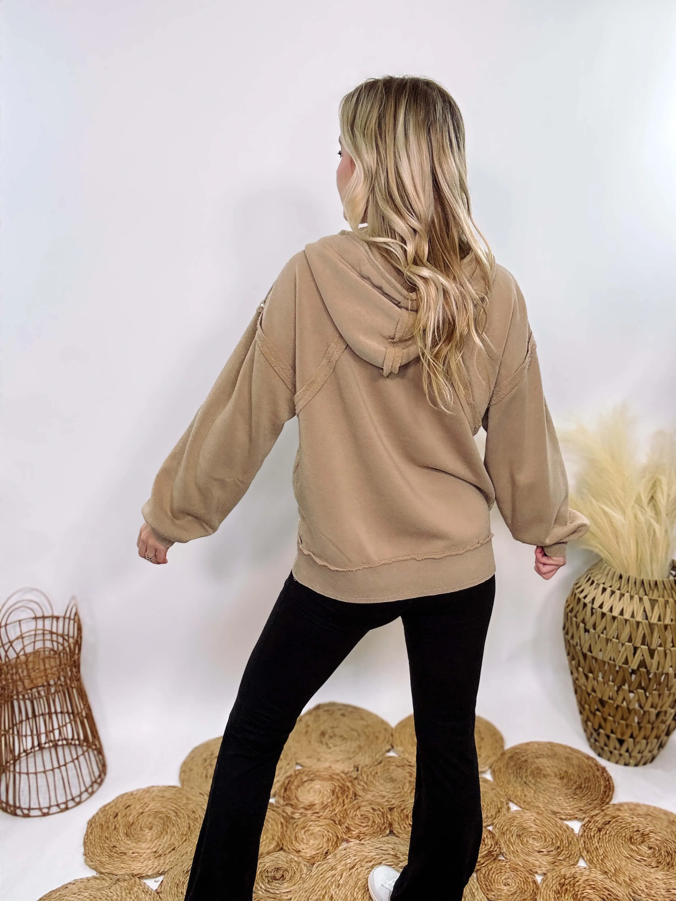 Vintage Washed Mocha Soft Brushed Hoodie