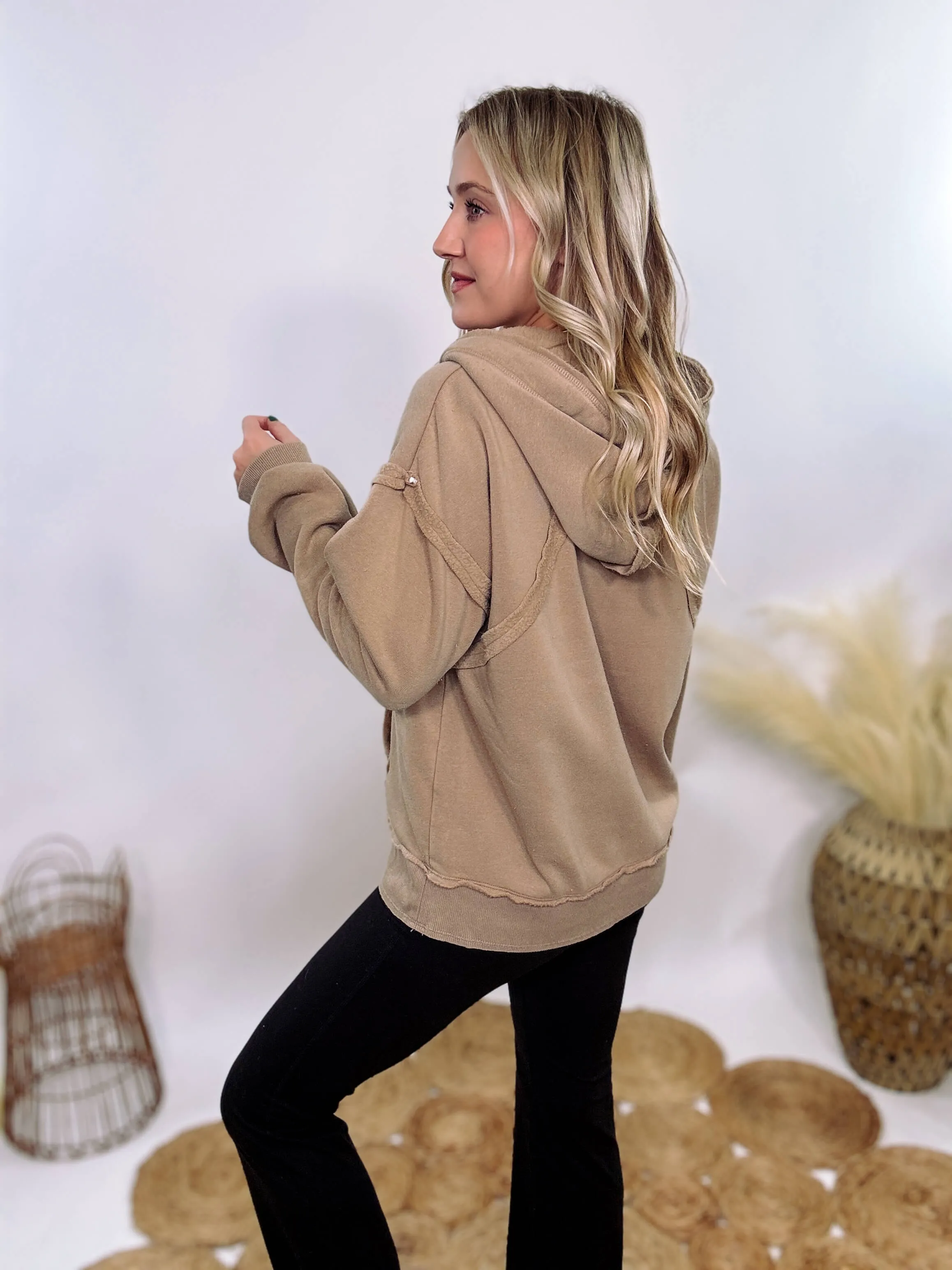 Vintage Washed Mocha Soft Brushed Hoodie