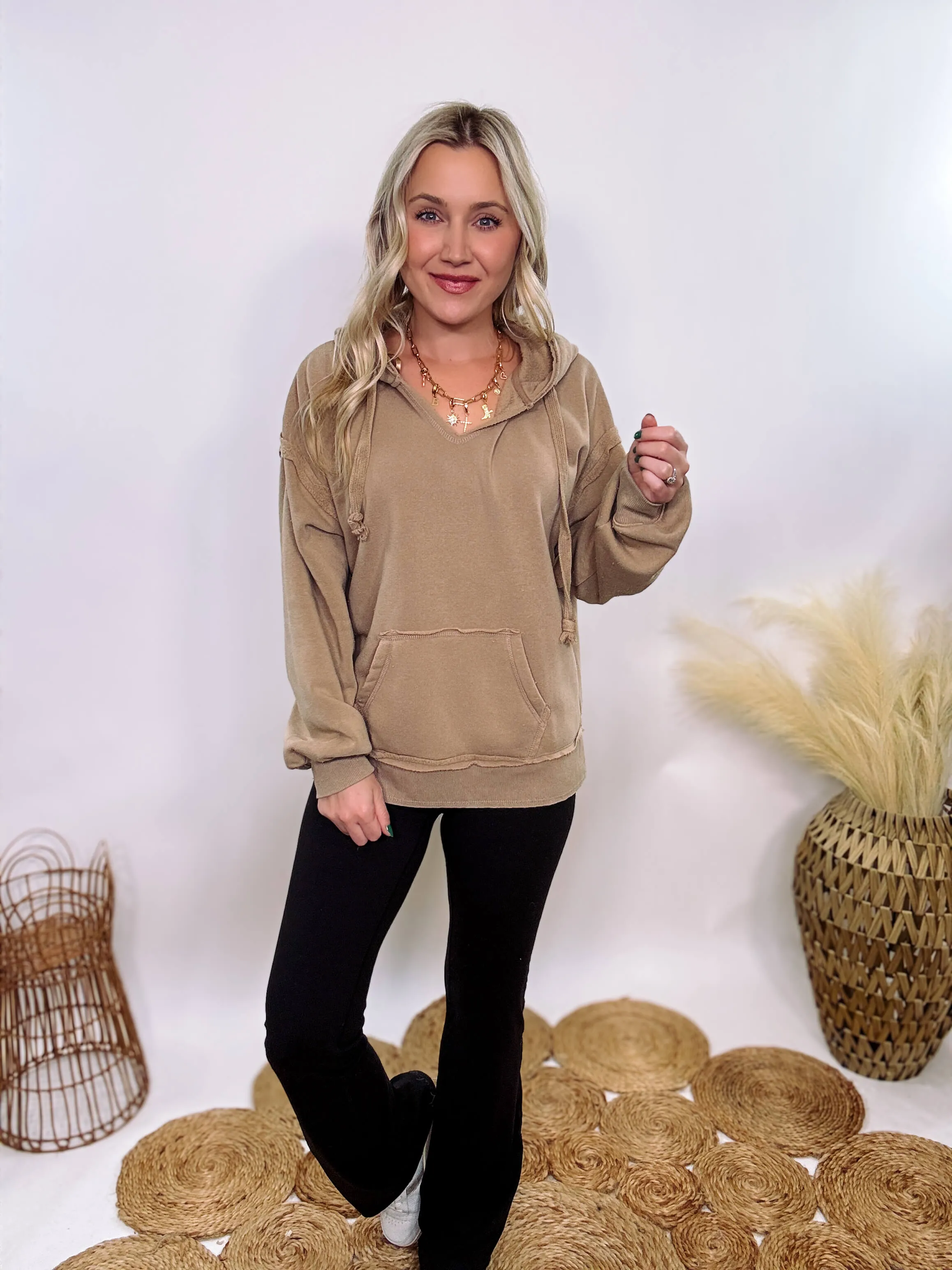 Vintage Washed Mocha Soft Brushed Hoodie