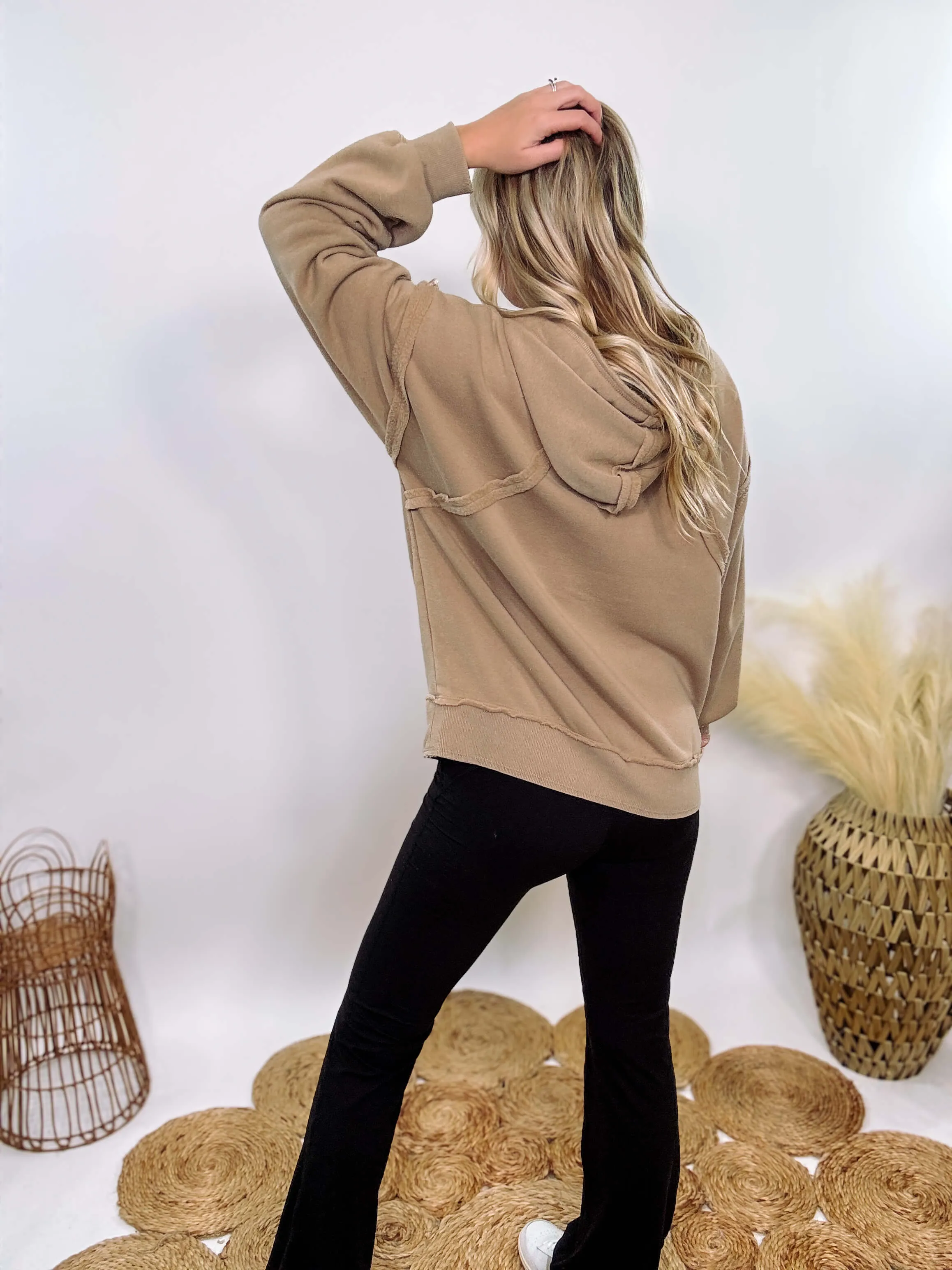 Vintage Washed Mocha Soft Brushed Hoodie