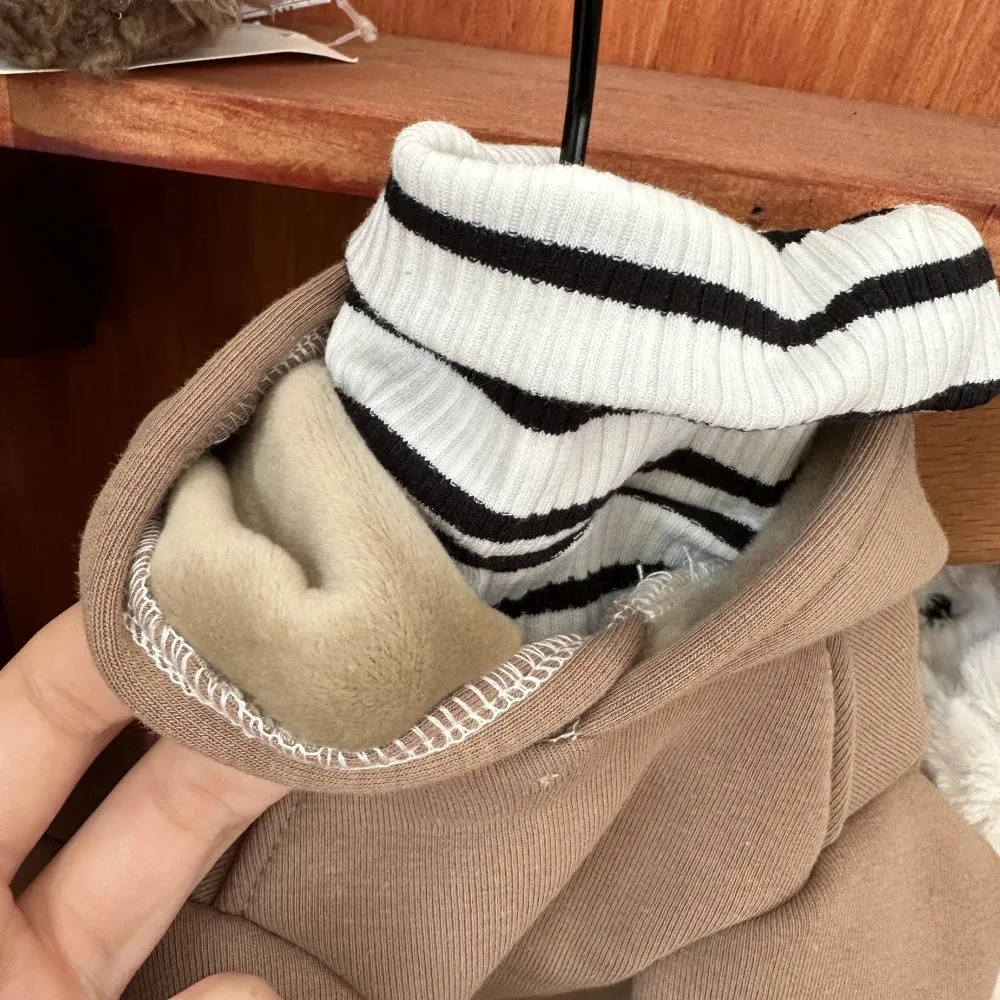 Warm Fleece Hooded Sweatshirt for Sphynx Cats | Winter Thick Long Sleeves Coat for Devon Rex | Soft Loungewear for Kittens