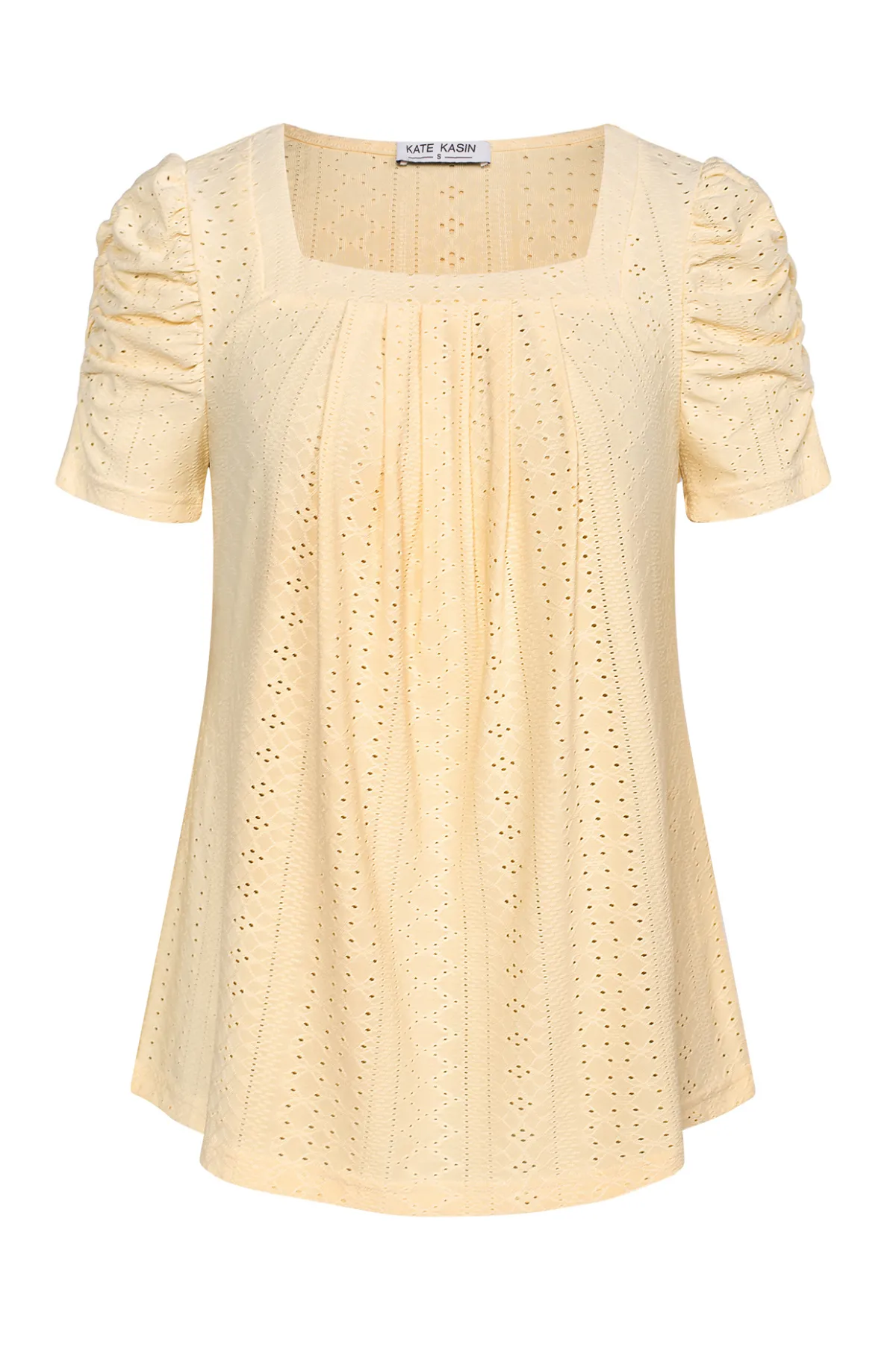 Women Hollowed-out Tops Casual Short Sleeve Square Neck Pullover Tops