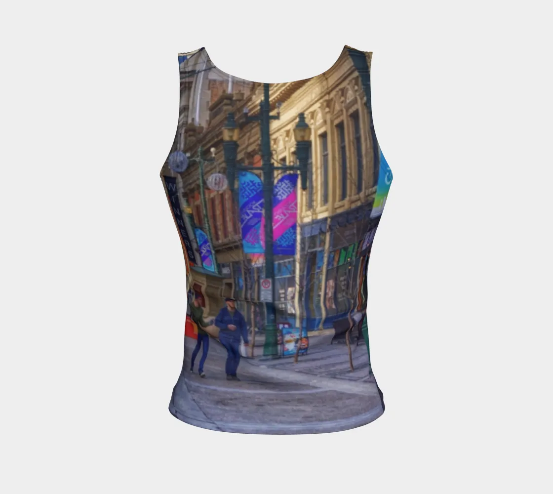 Women's All-Over Fitted Long Tank Top - Downtown Calgary Stephen Avenue