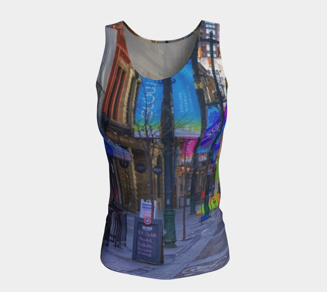 Women's All-Over Fitted Long Tank Top - Downtown Calgary Stephen Avenue