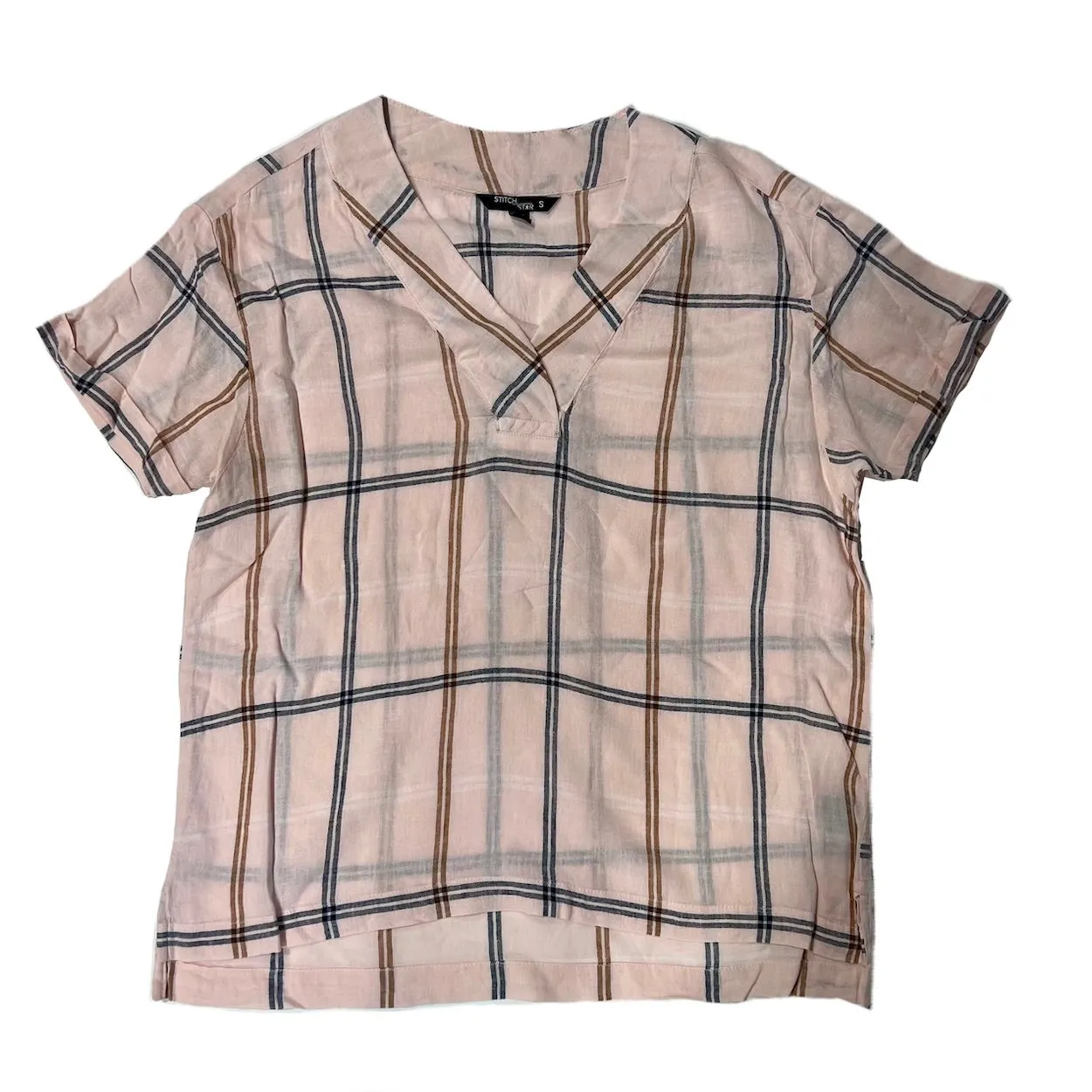 Women's Soft Collared Shirt V Neck Short Sleeve Great Gift