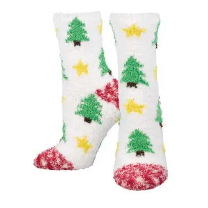 Women's Warm & Cozy Oh Christmas Trees Crew (White)